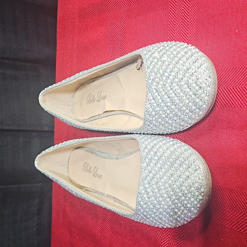 Pearl/rhinestone ballet flats